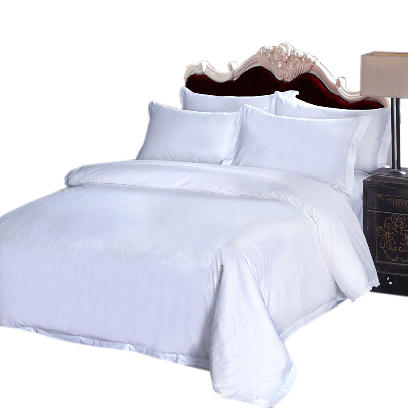 Cotton hotel white satin four-piece set processing hotel four-piece set custom embroidered LOGO shop name