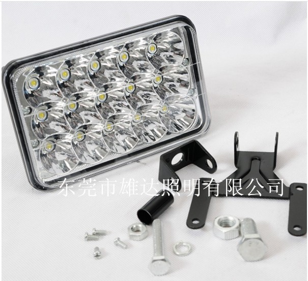 7x 6 inch single 45W 15LED headlight + daytime running light + far and near light strip H4 plug black bottom
