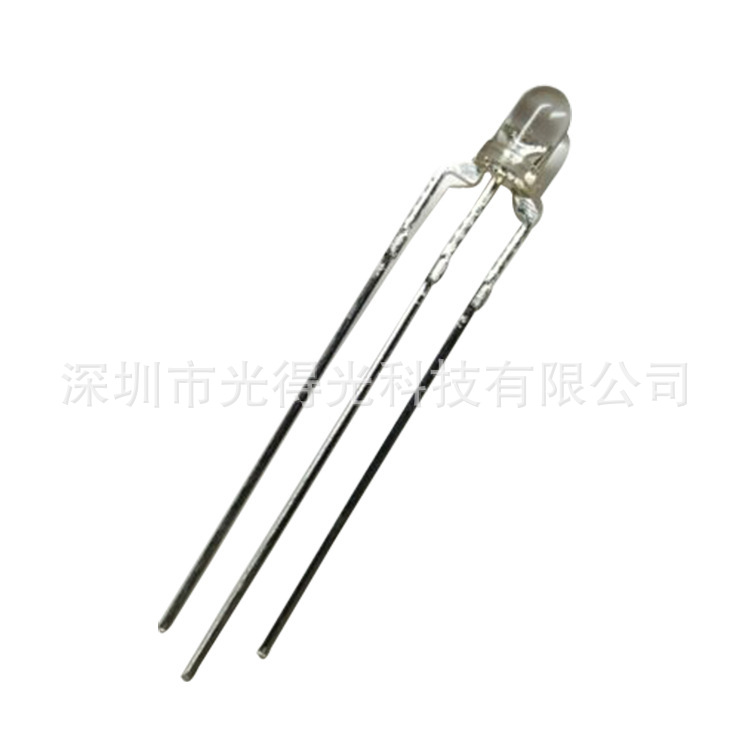 F3 red green two-color transparent common sun LED luminous tube highlight round head red green two-color indicator light