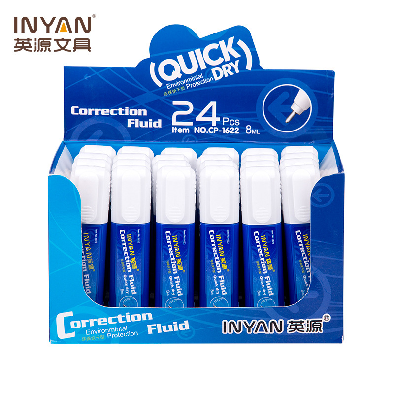 Yingyuan CP-1622 office correction fluid blue regular simple large capacity steel head correction fluid stationery wholesale