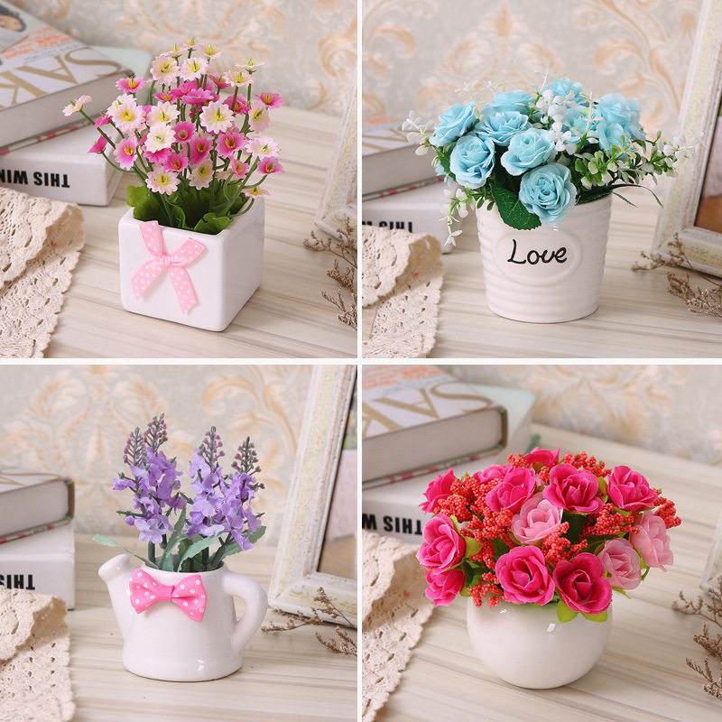 Искусственные цветы, фальшивые цветы, пластиковые цветы, сухие букеты, маленькие комнатные растения, домашние наборы, декоративные перегородки, мини-подвески