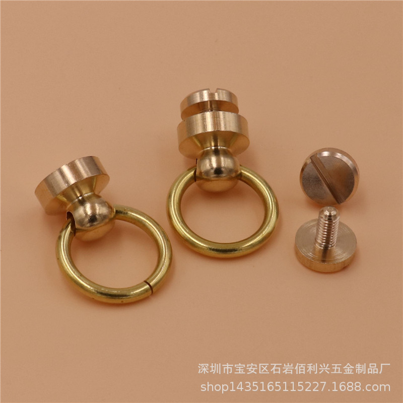 Brass monk head with ring pacifier nail DIY handmade leather luggage hardware accessories pure copper handle monk head