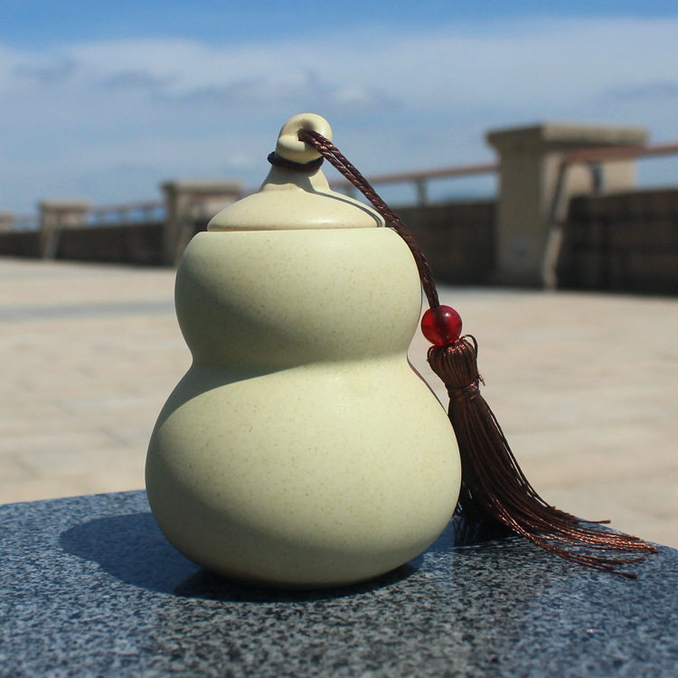 Creative Tea Can Ointment Bottle Travel Portable Iron Tea Dendrobium Chinese Medicine Pill Gourd Small Porcelain Bottle LOGO Customization