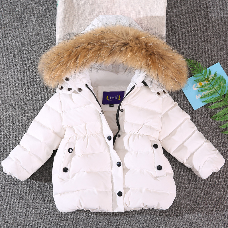 Короткая куртка с утеплителем для детей, с капюшоном, из белого утиного пуха
