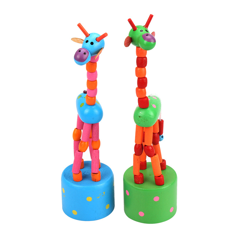 Dancing Giraffe/Children's Cartoon Toys/Wooden Crafts/Nostalgic Joint Puppets