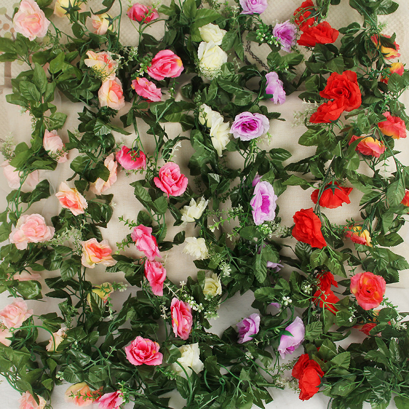 10 голов симуляция роза ротанговый искусственный цветок проволочная декорация цветок ротанг балконная декорация высококачественная лоза свадьба 2 метра