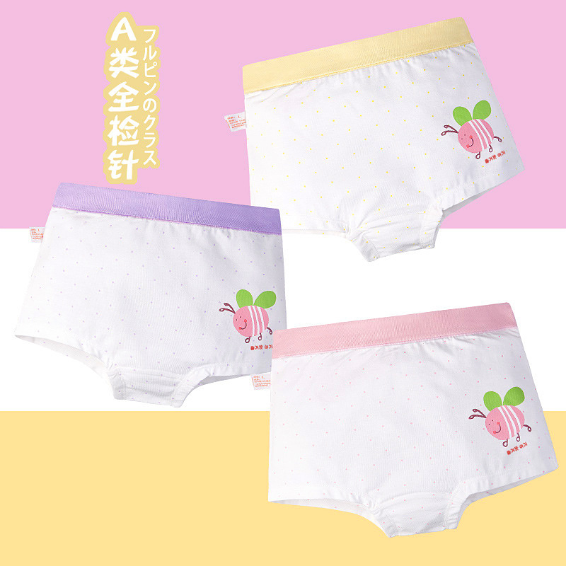 Cartoon Children's Underwear Girls Boxers Cotton Teenagers Students Underpants Children's Underwear 4 Gift Boxes