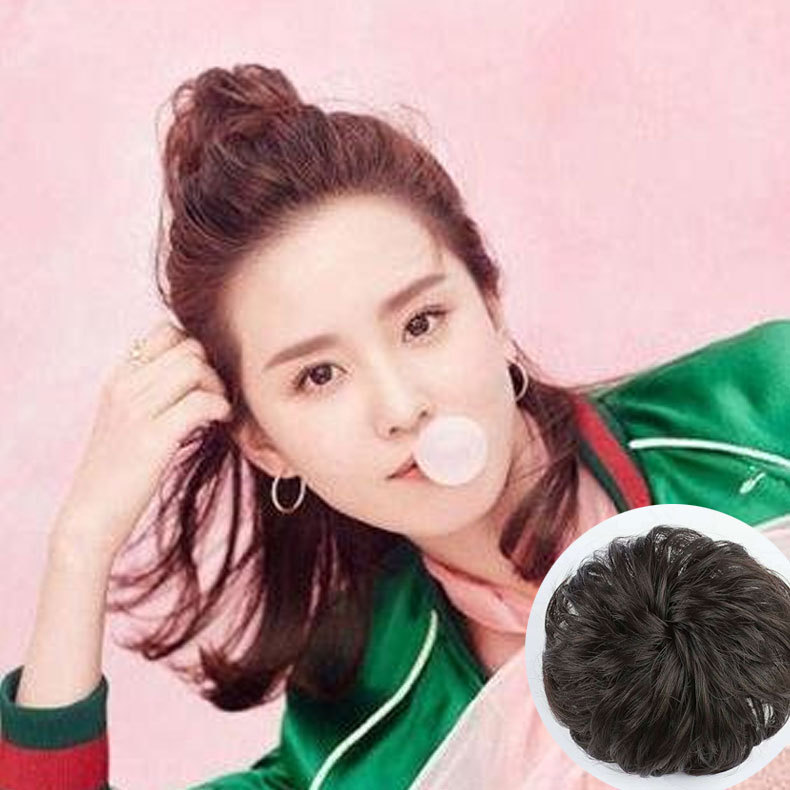 False hair package meatball head Anti-real person false hair package plate hair meatball head hair ring curly hair Bud studio flower Xuchang factory