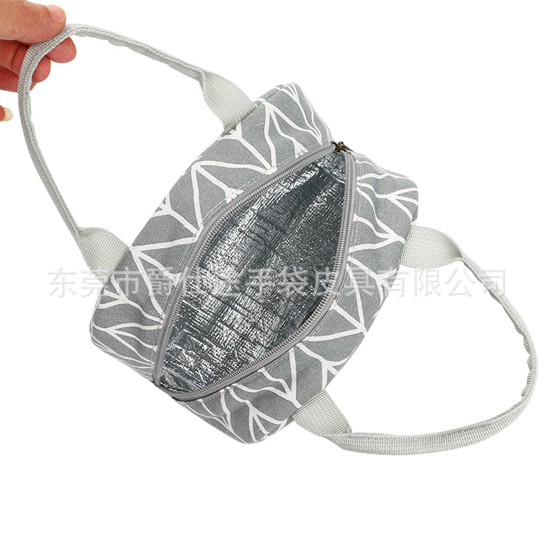 New Fashionable Linen Cold Ice Bag, Simple Printed Linen Lunch Bag, Hand-Held Insulated Bag with Rice