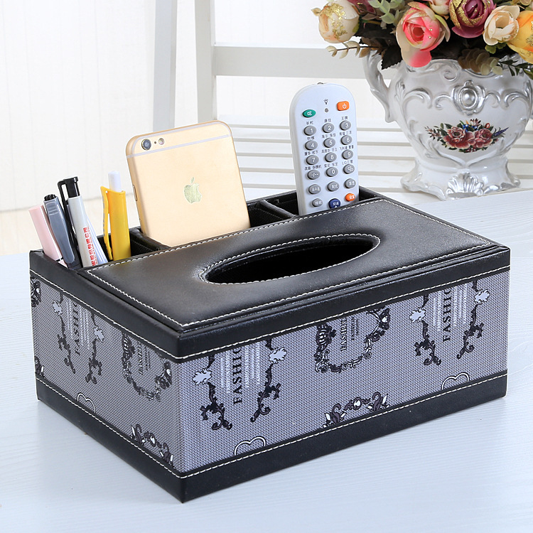 European-style Leather Removable Tissue Box Household Living Room Storage Box Remote Control Multifunctional Tissue Box