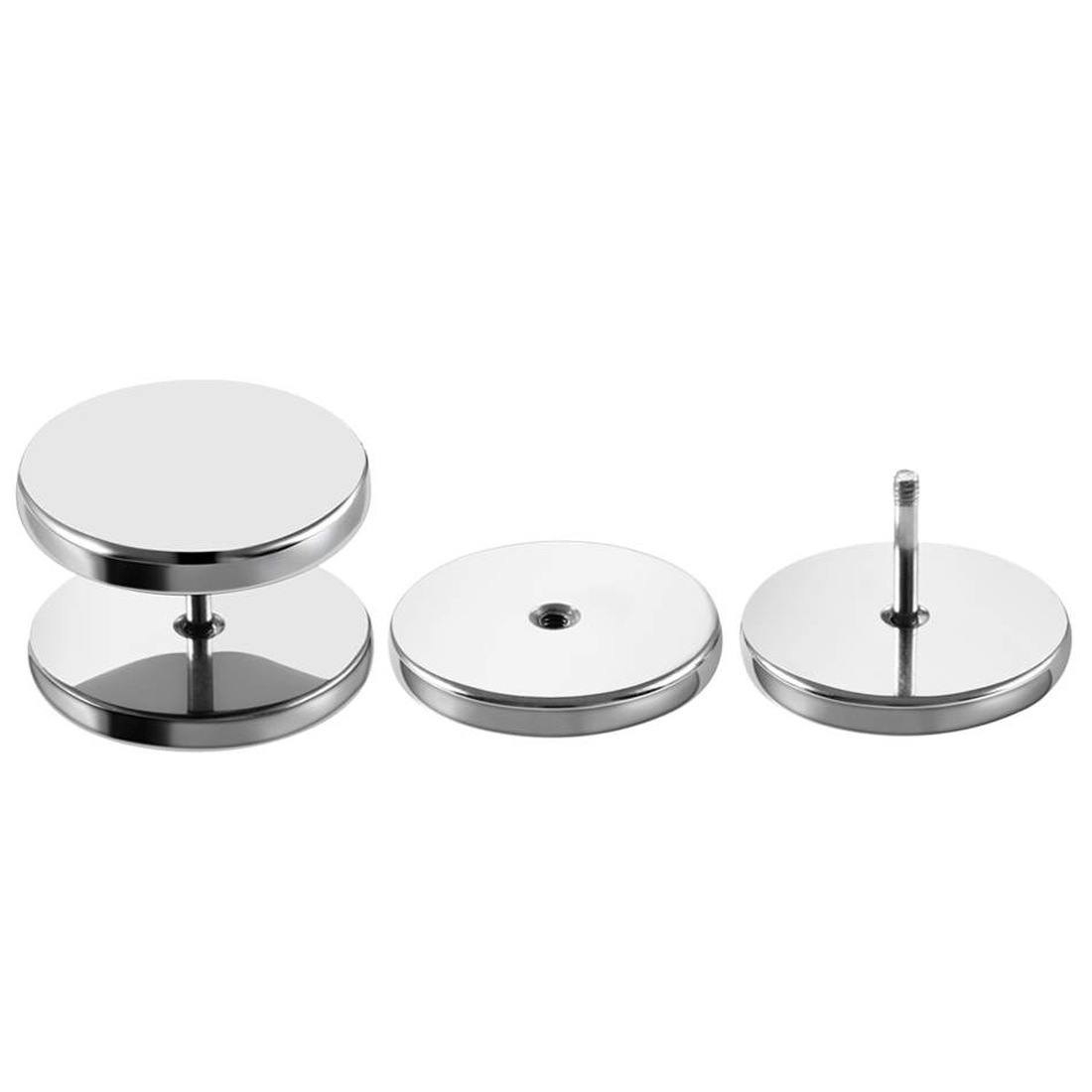 Europe and the United States popular stainless steel barbell earrings round cake plating hip-hop men's earrings cross-border manufacturers spot