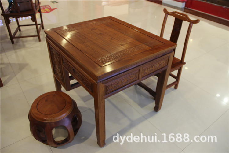 Chess table Rosewood chess table dual-use rosewood tea table antique carved small elderly student home telescopic table