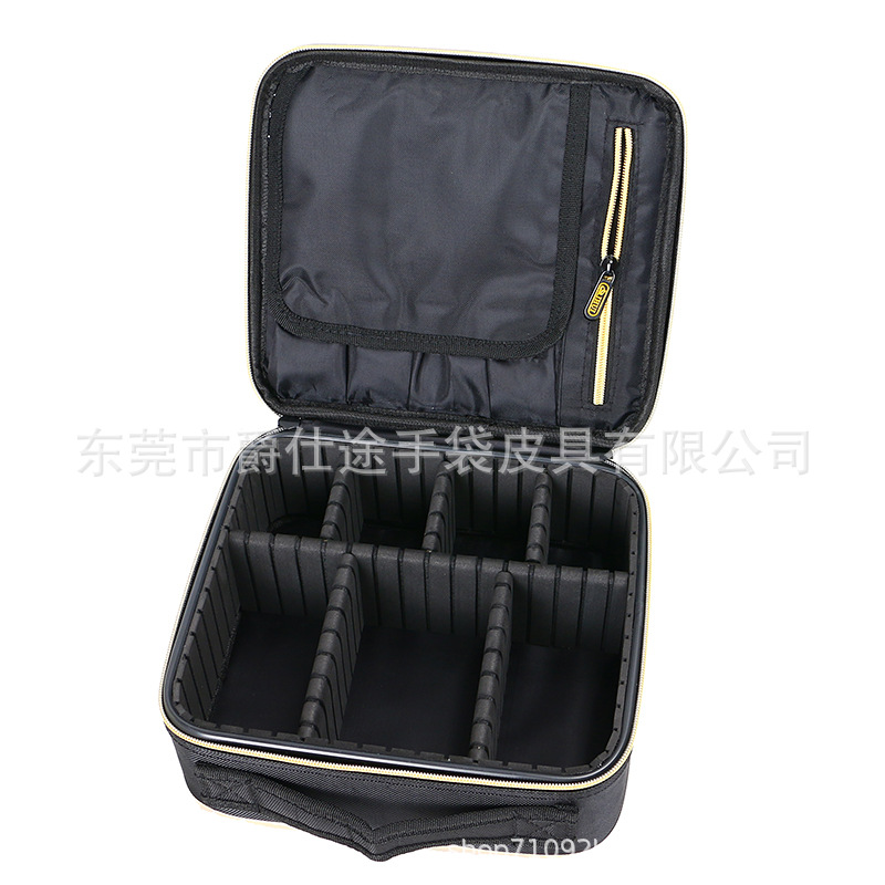 New Makeup Artist Pu Satchel Makeup Box, Fashionable Spliced ​​Oxford Cloth Makeup Bag, Multifunctional Pu Cosmetics Bag