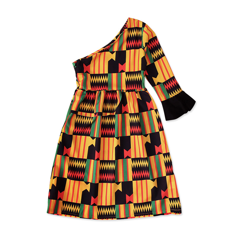 Cute Baby Children's European and American Girls African Bohemian Style Shoulder Long Dress Children's Clothing ins