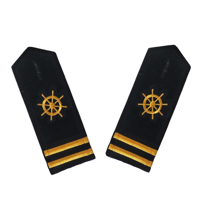 Seafarer's Uniform Accessories Rudder epaulettes Marine Captain's Hard Shoulder Plate Embroidered Stamp Black Flannel Cover epaulettes