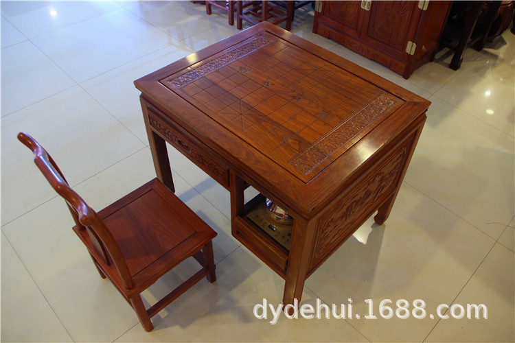Chess table Rosewood chess table dual-use rosewood tea table antique carved small elderly student home telescopic table