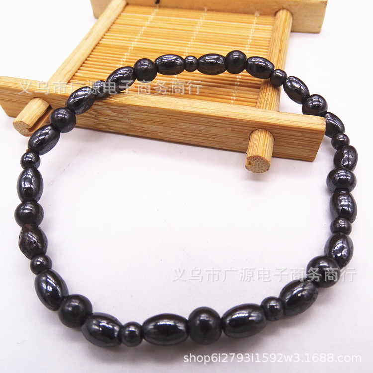 Персонализированная анклета из черного камня с магнитом, оптовая продажа рисовых бусин для здоровья
