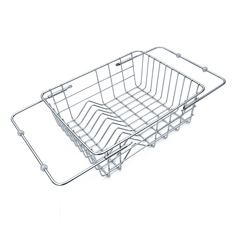 Sink sink stainless steel draining basket vegetable basin retractable draining rack kitchen dish water control storage rack