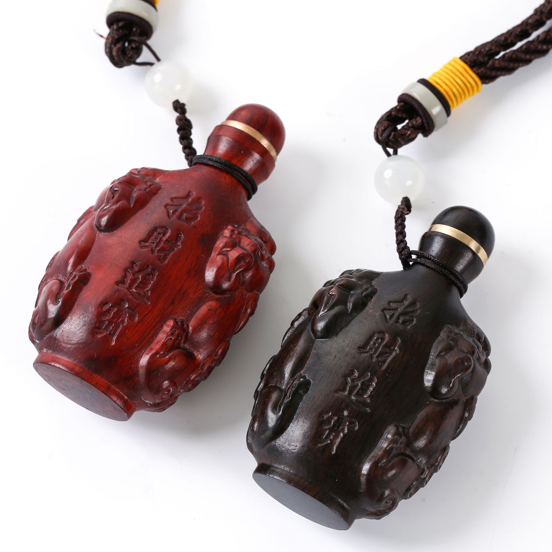 Ziguang Sandalwood Carved Snuff Kettle Wooden Chinese Style Special Handicraft Gift Wen Play Pixiu Snuff Kettle Handheld Piece