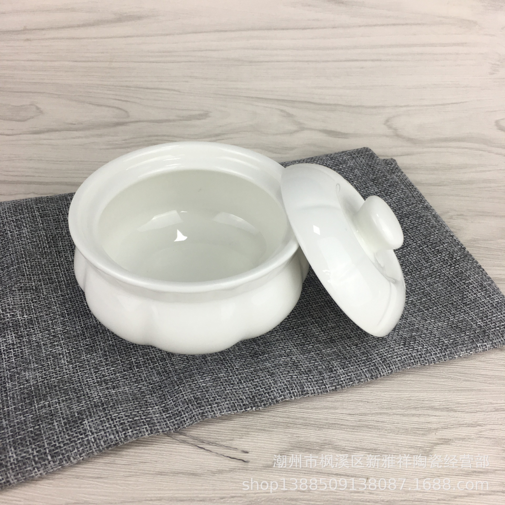 Hotel tableware stew cup water-proof swallow nest spoon dessert Cup can add LOGO golden edge ceramic stew Cup