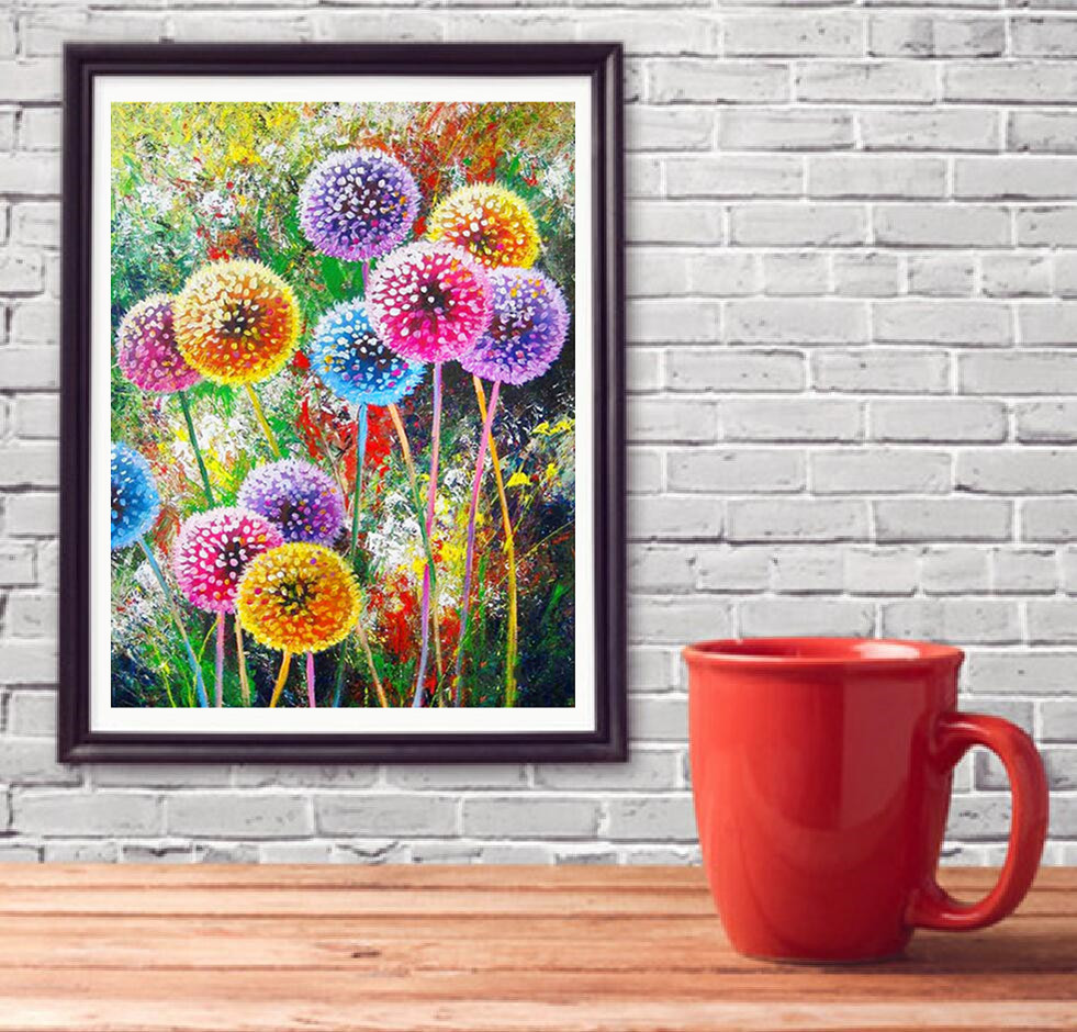 5D Diamond Painting Full of Diamonds Dandelion Cross-Stitch Dot Diamond DIY Embroidery Decorative Painting Ornament Bedroom Study Resin Round Diamond