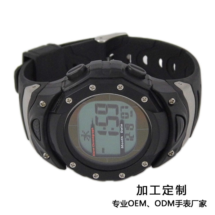 2021 male and female student large dial plastic electronic watch multi-function radio wave movement simple digital display