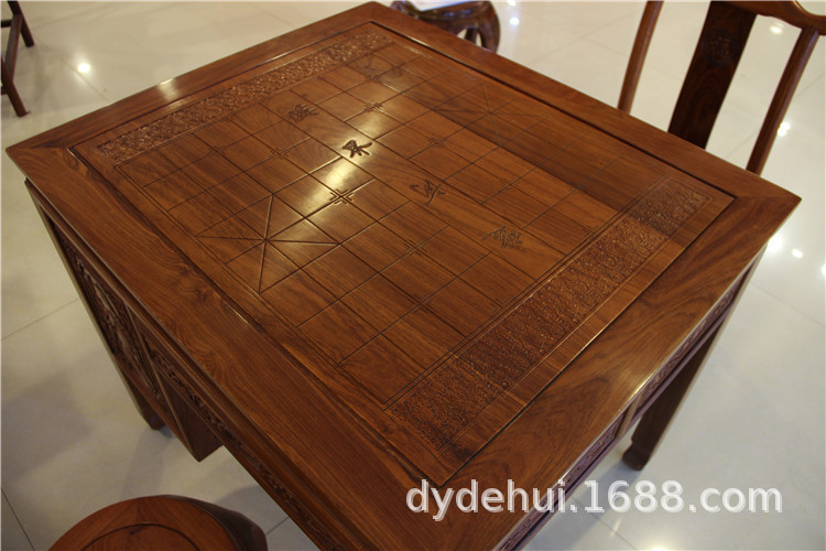 Chess table Rosewood chess table dual-use rosewood tea table antique carved small elderly student home telescopic table