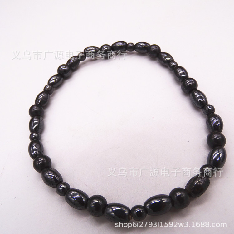 AliExpress foreign trade hot black stone anklet personalized health care rice beads magnet beaded anklet spot wholesale