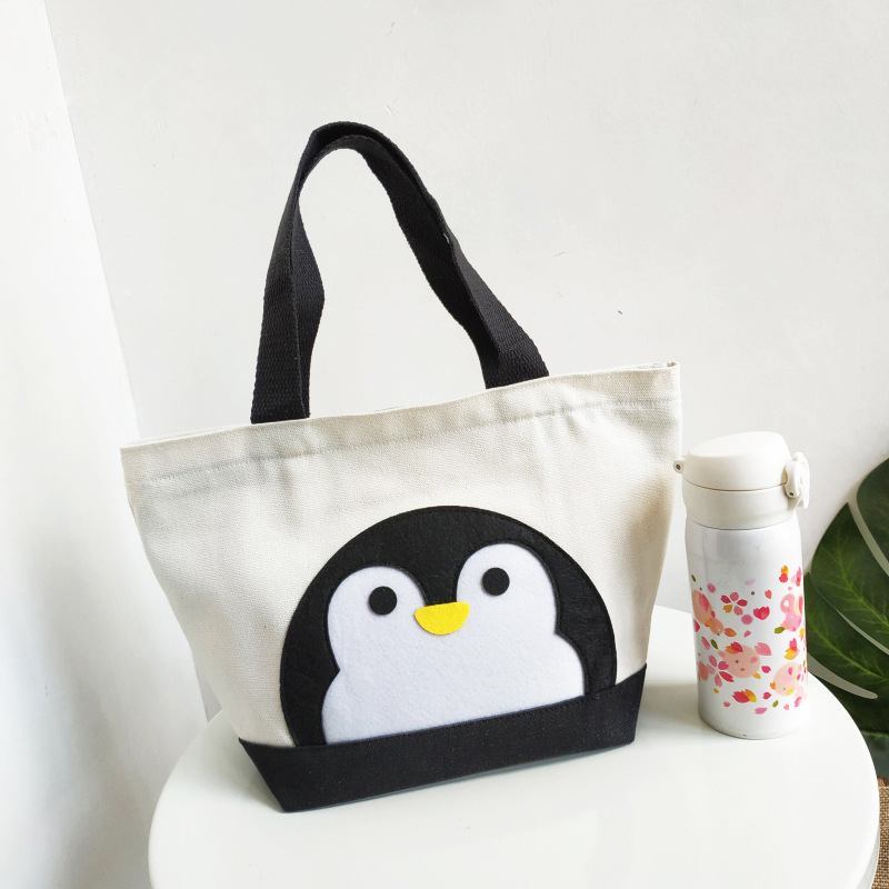 Кастомизированная оригинальная супер милая сумка для обеда с черно-белым узором пингвинов из канваса