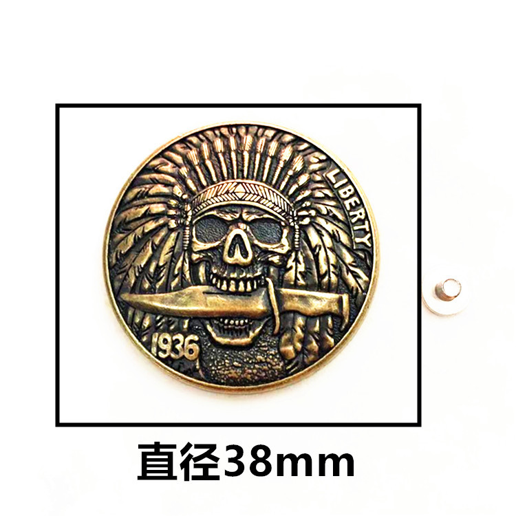 New Embossed American Bone Head Cloth Buckle DIY Handmade Leather Leather Art Decorative Buckle Wallet Keychain Accessories