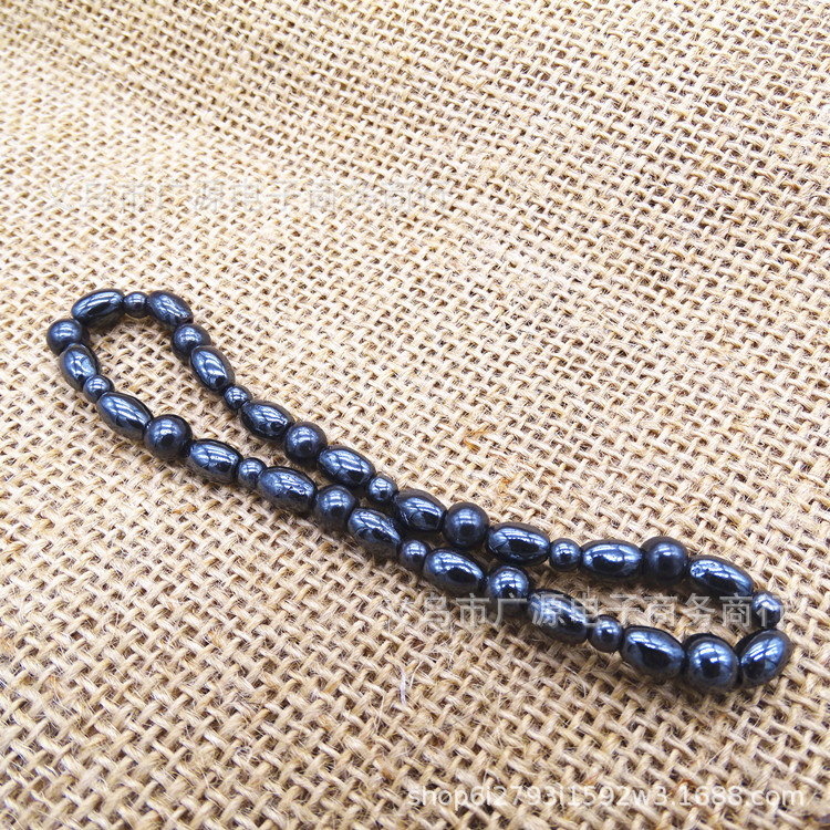 AliExpress foreign trade hot black stone anklet personalized health care rice beads magnet beaded anklet spot wholesale