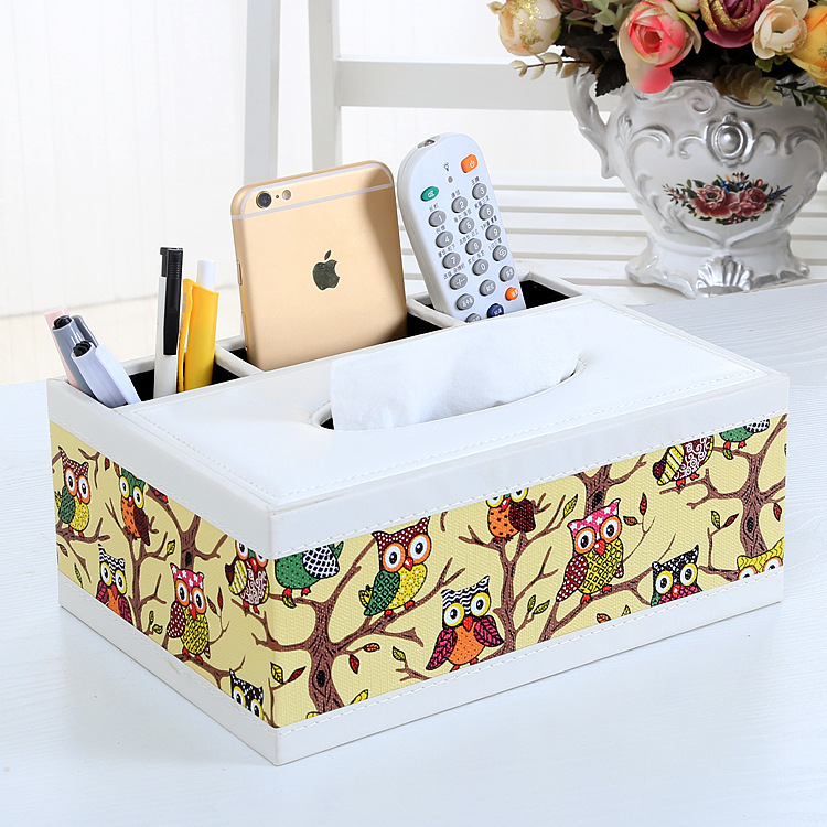 European-style Leather Removable Tissue Box Household Living Room Storage Box Remote Control Multifunctional Tissue Box