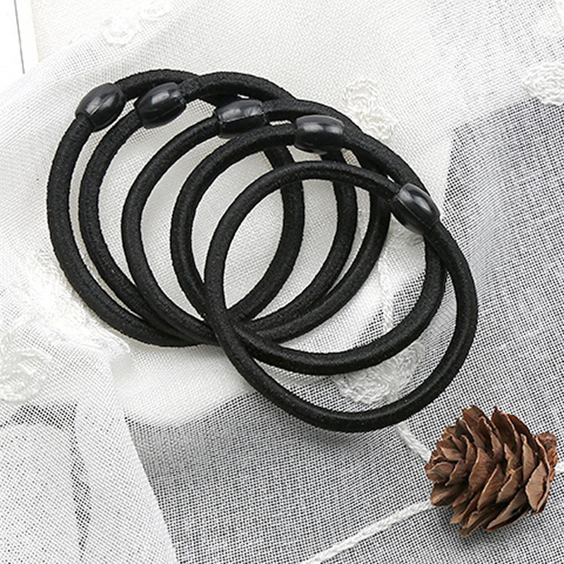 K-Style I Bold Basic Headband Black Simple Rubber Band High Elastic Hair Band Black Bean Hair Rope Hair Accessories 2 Yuan Store Supply