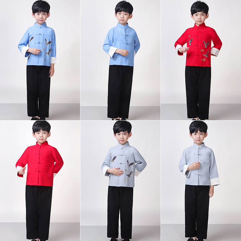 Модная одежда для мальчиков в стиле китайской республики 2021 года, костюм для выступлений, специальное платье для детей