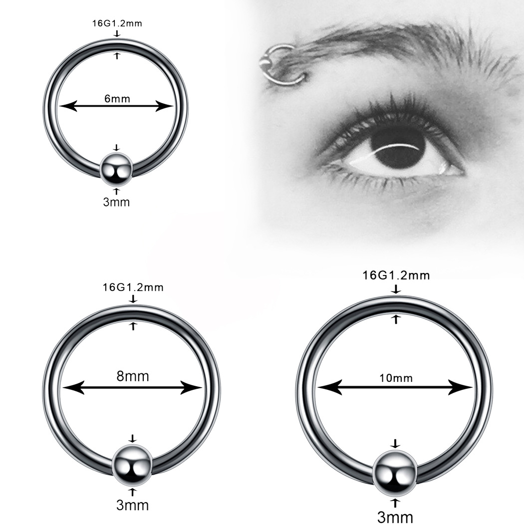 Nose ring eyebrow ring clip ball BCR multi-purpose ring lip ring body piercing jewelry clip ball circle European and American fashion jewelry