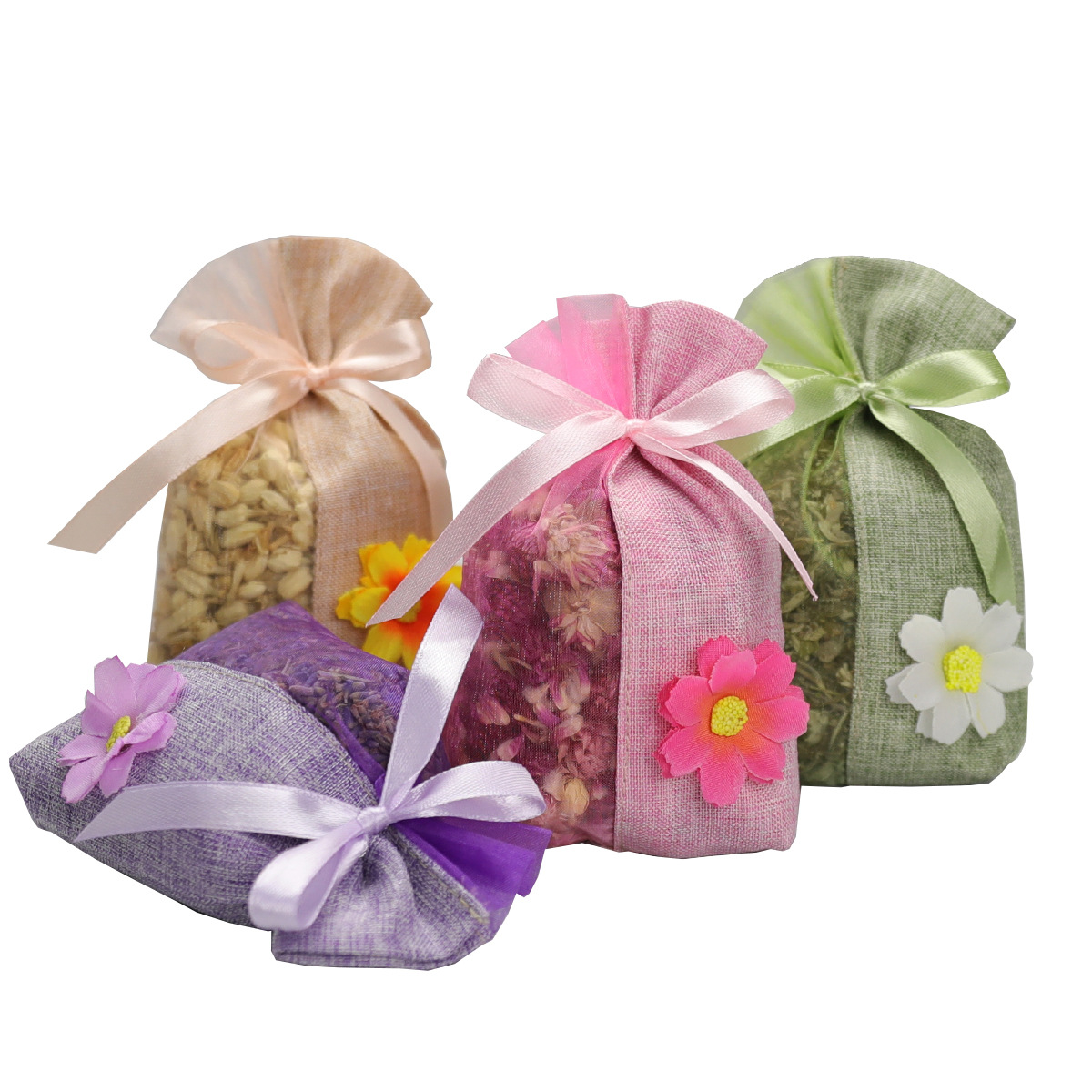 Factory wholesale yarn stitching sachet bag sachet transparent cloth bag sachet gift deodorization car imitation hemp net empty bag