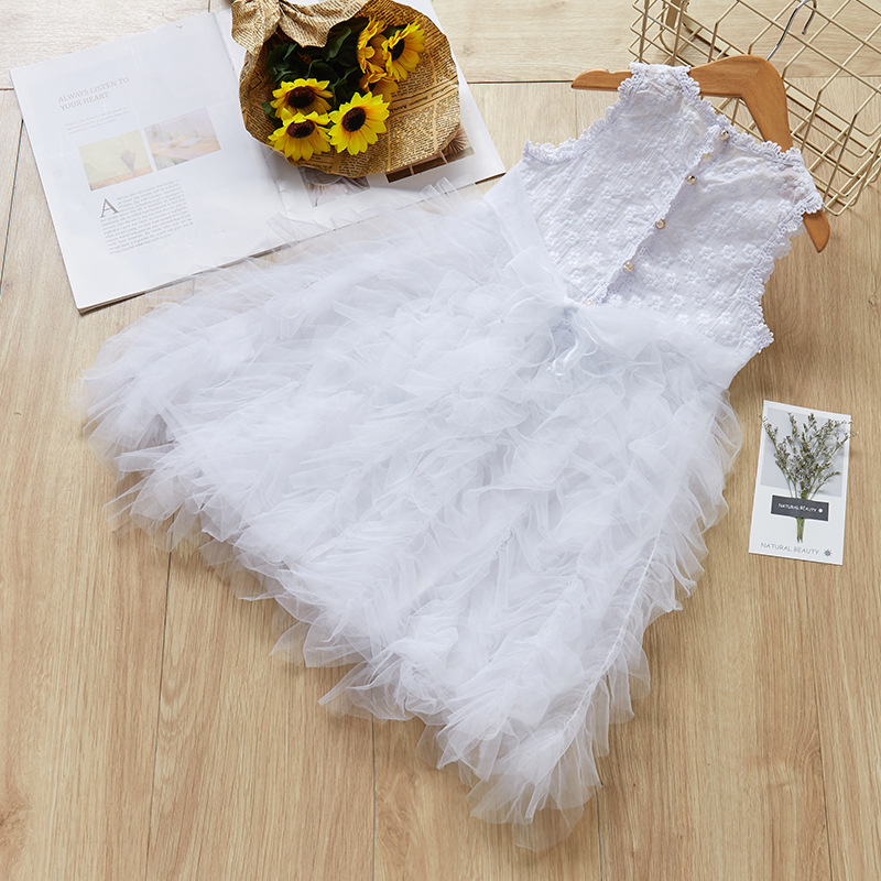 Foreign trade explosions girls irregular skirt dress embossed embroidered children's skirt mesh tutu skirt children's clothing wholesale