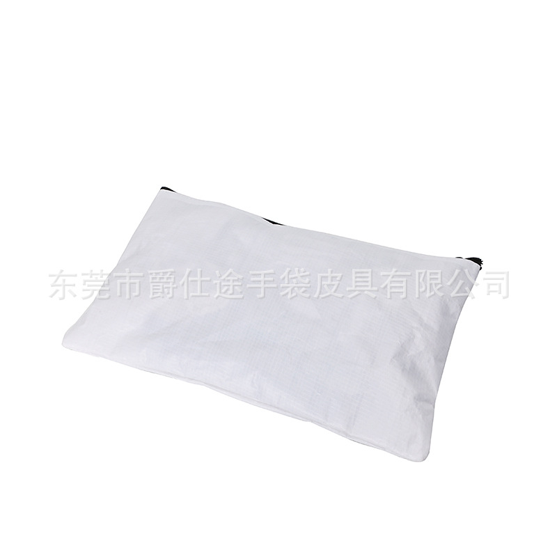 Korean Style Versatile Pe Woven Clutch Bag, White Environmentally Friendly Woven Zipper Bag, Waterproof Pe Woven Storage Bag