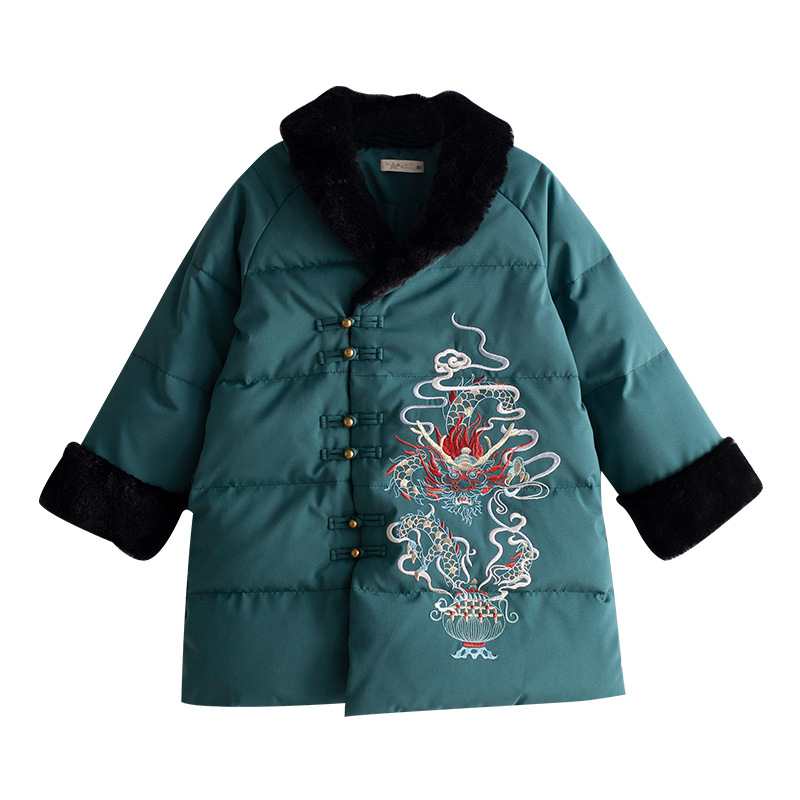 2020 Flying Dragon in the Sky Down Jacket Boys' Warm Chinese Style Jacket Small and Medium-sized Children's Middle and Large Children's Boys and Children