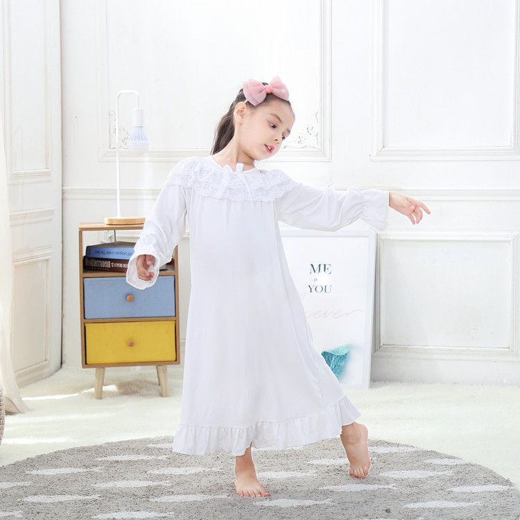 Girls in Europe and the United States in spring, summer, autumn and winter can wear modal knitted cotton long princess pajamas pajamas home clothes can be worn outside