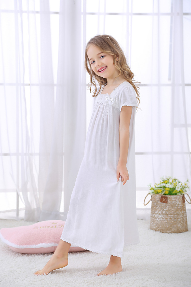 Летнее платье для девочек легкое дышащее из хлопка и льна большое детское корейское стильное новое ночное белье домашняя одежда