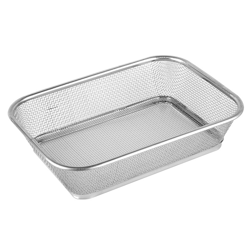 Multi-Purpose Environmentally Friendly Metal Drain Basket Japanese Kitchen Tableware Drain Basket Rectangular Mesh Basket Manufacturer Wholesale