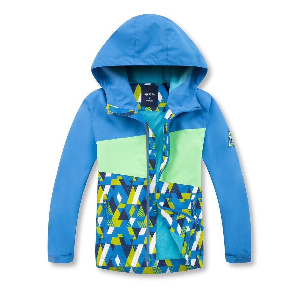 2019 Autumn and Winter New Products for Men and Women, Medium and Large Children, Velvet Outdoor Jackets, Zipper Shirts, Color Block Printed Children's Windbreakers