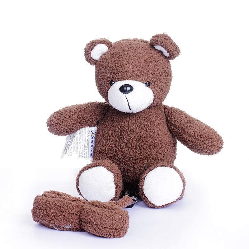 Manufacturers wholesale children's anti-lost backpack outdoor plush toy brown bear backpack toddler learning to walk backpack