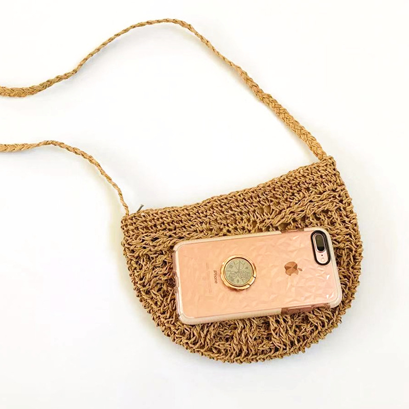 Yantai Laizhou factory wholesale new women's bag handmade woven bag small zipper shoulder crossbody bag digging bag mobile phone bag