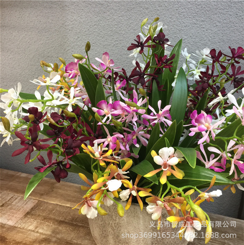 Mini wandailan artificial artificial flower indoor living room flower arrangement decoration silk flower Dendrobium Catlan entrance decoration props