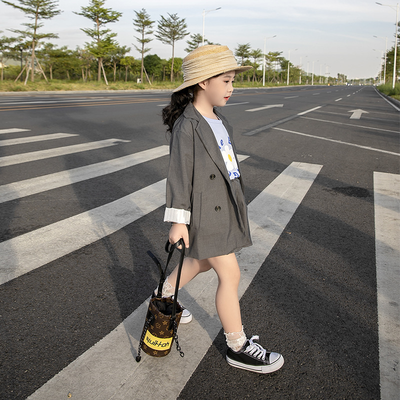 Girls Ins Style Korean Style Suit Pleated Skirt Suit Mid-Length Small Suit Skirt Suit for Girls