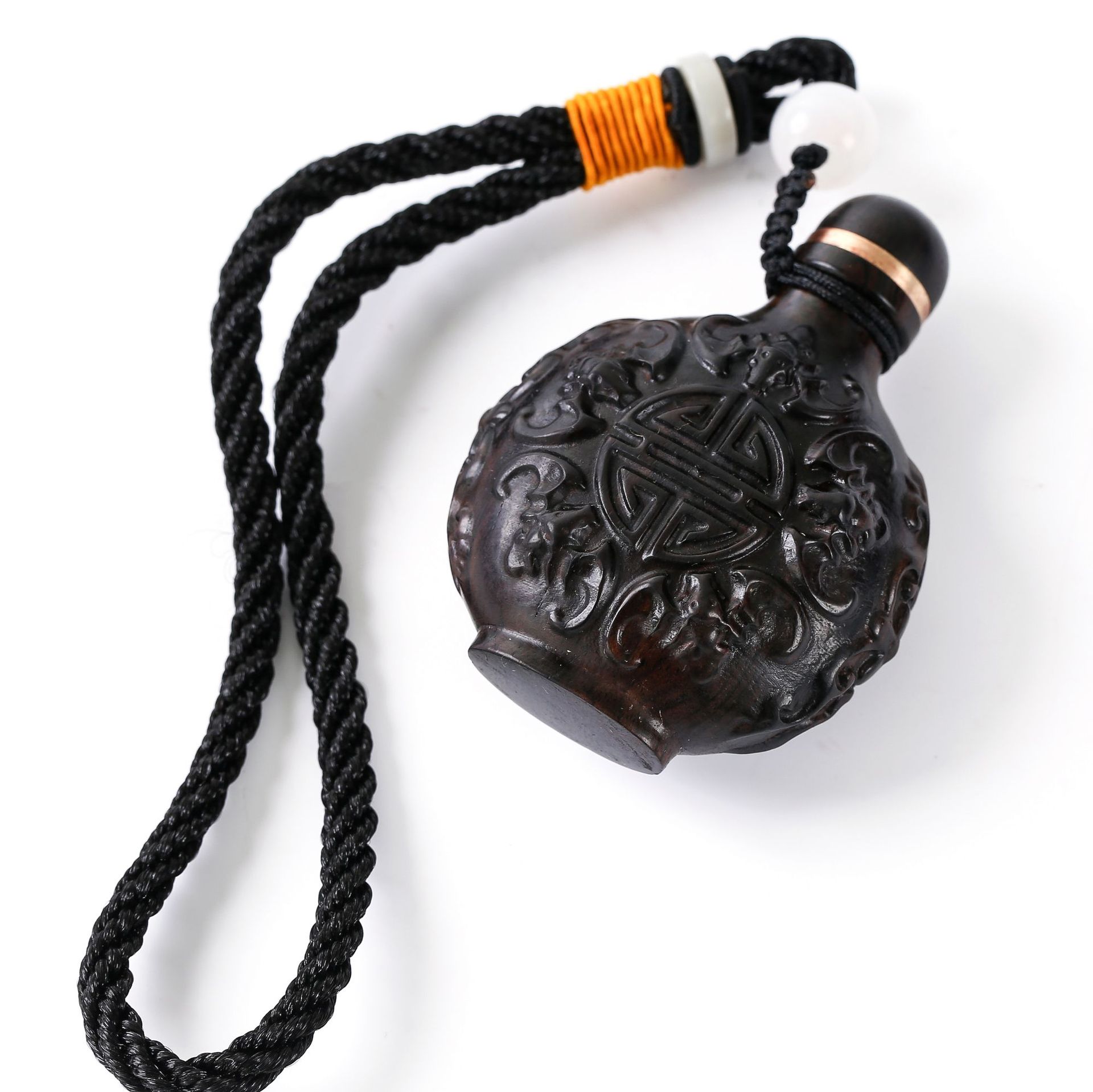 Ziguang Sandalwood Carved Snuff Kettle Wooden Chinese Style Special Handicraft Gift Wen Play Pixiu Snuff Kettle Handheld Piece