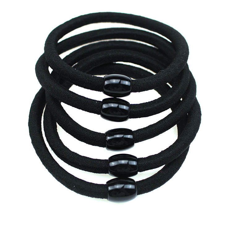 K-Style I Bold Basic Headband Black Simple Rubber Band High Elastic Hair Band Black Bean Hair Rope Hair Accessories 2 Yuan Store Supply