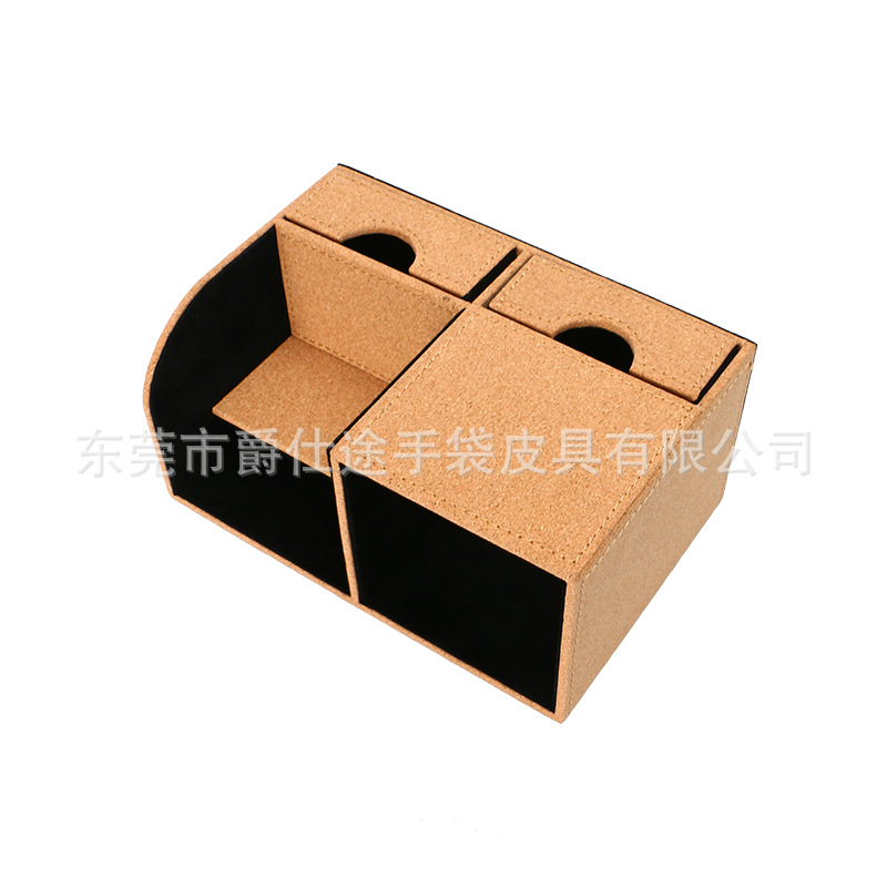 Manufacturer Customized Retro Cork Jewelry Box Multifunctional Brown Real Wood Storage Rack Wood Grain Cosmetics Storage Box